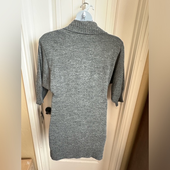 NWT BCX Cowl Neck Cable Knit Sweater Dress/Tunic Grey Tweed Bracelet Sleeve, L - Picture 4 of 9